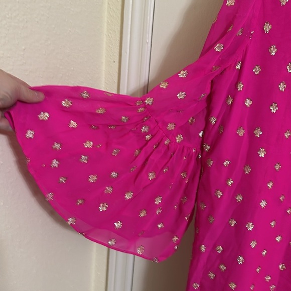 EUC Lilly Pulitzer Caroline Tunic Dress Starry Silk Chiffon Piñata Pink - Picture 2 of 5